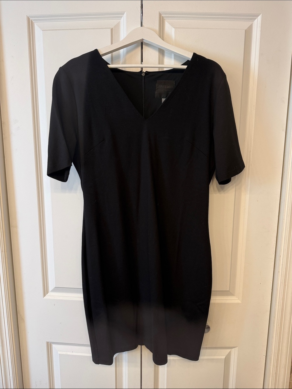 White House Black Market Black V-Neck Short Sleeve Dress. NWOT.